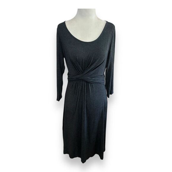 Boden Emma Dress A-Line Soft Knit Twist Front Knot Detail Gray Size 8L - Picture 2 of 13